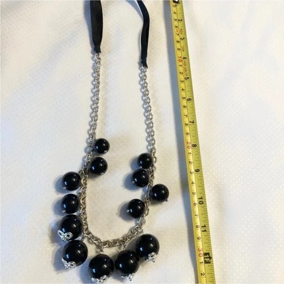 Talbots black beaded preppy ribbon necklace - Picture 4 of 4
